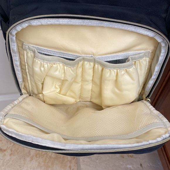 Cysili Diaper Bag Back Pack Black Canvas Nylon USB Port zipper pockets kids - Picture 8 of 13